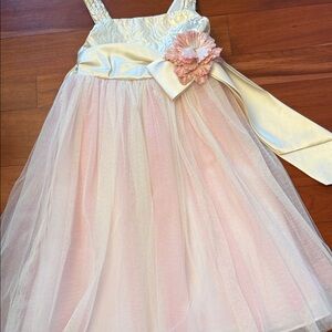 Charming Pink and Cream Kids Formal Dress